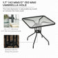 Square Patio Dining Table with Umbrella Hole Tempered Glass Top Outdoor Dining Table for Garden Balcony Black