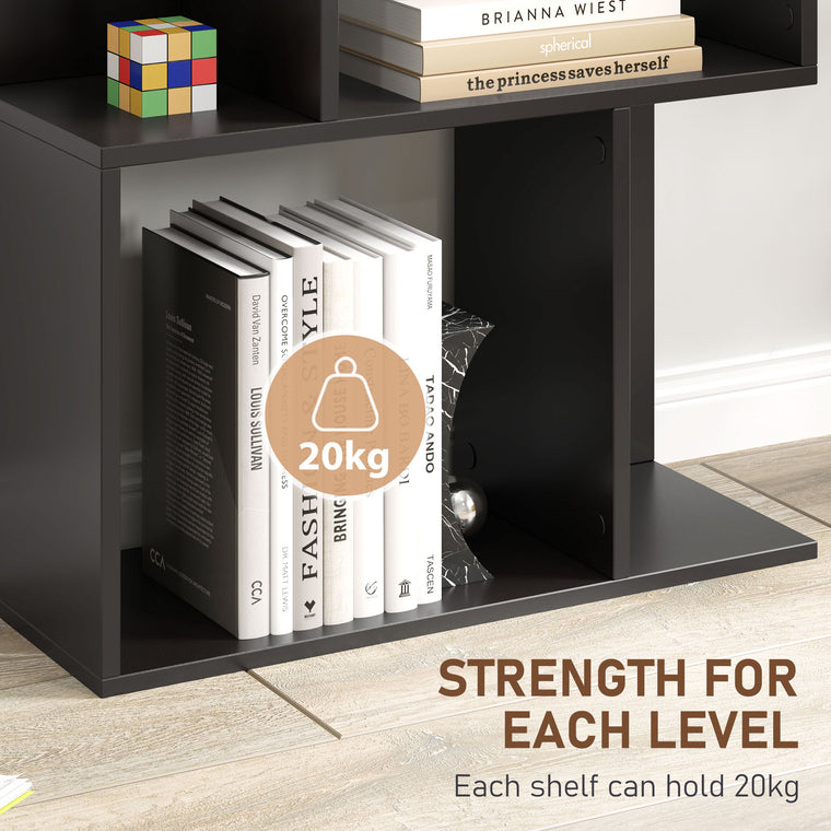 5-Tier S-Shaped Geometric Bookshelf