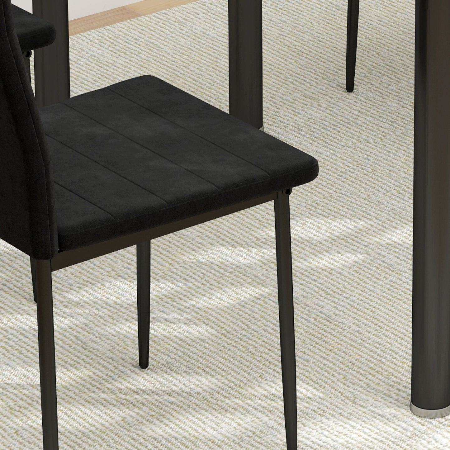Modern Dining Chairs, Set of 4, High Back Upholstery and Metal Legs for the Living Room, Kitchen, Home Office, Black