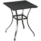 Patio Wicker Dining Table with Umbrella Hole, 34 Inch Outdoor PE Rattan Coffee Table with Plastic Board Under the Woven Table Top for Patio, Garden, Balcony, Mixed Brown