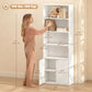 4-Tier Open Bookshelf with Doors Modern Home Office Bookcase Storage Cabinet for Living Room Bathroom Study, White