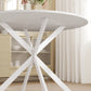 40" Round Kitchen Table for 4, Industrial Dining Table with Steel Legs for Dining Room, White Oak