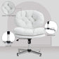 Computer Desk Chair, Armless Office Chair with Wide Padded Seat and Adjustable Height, White