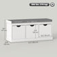 Shoe Storage Bench, Linen-Look Entryway Bench with 3 Removable Drawers and Padded Seat Cushion for Hallway, White