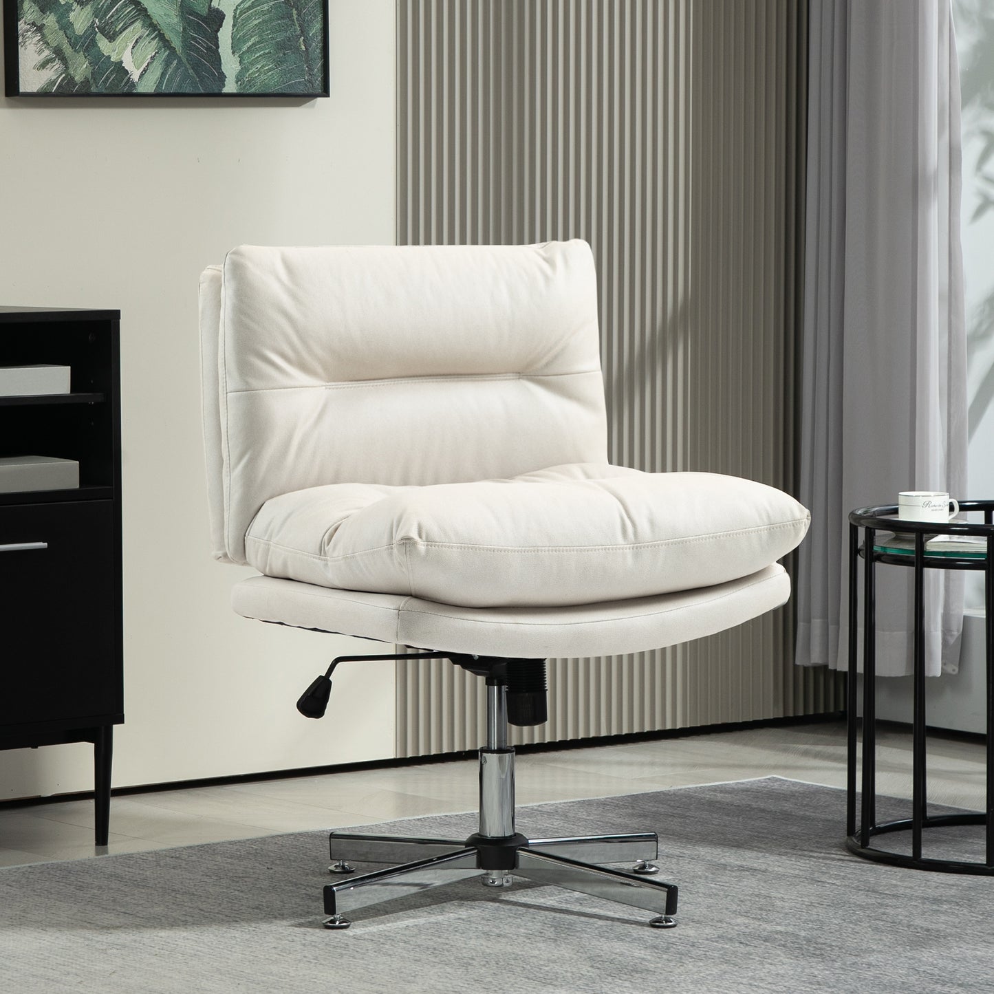 Armless Office Chair, Criss Cross Chair with Adjustable Height & Tilt Function for Home Office, Study, Light Grey
