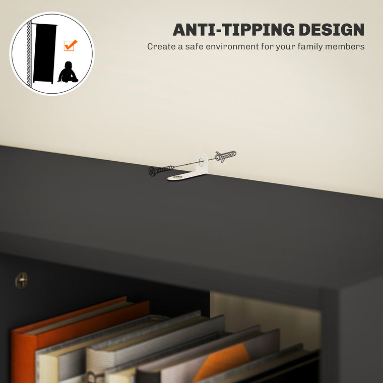Tall Bookshelf with Drawer - Black