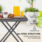 27.5" Square Outdoor Patio Table, Outdoor Folding Table with Grid Rattan-Like Top for Camping, Picnic, Black