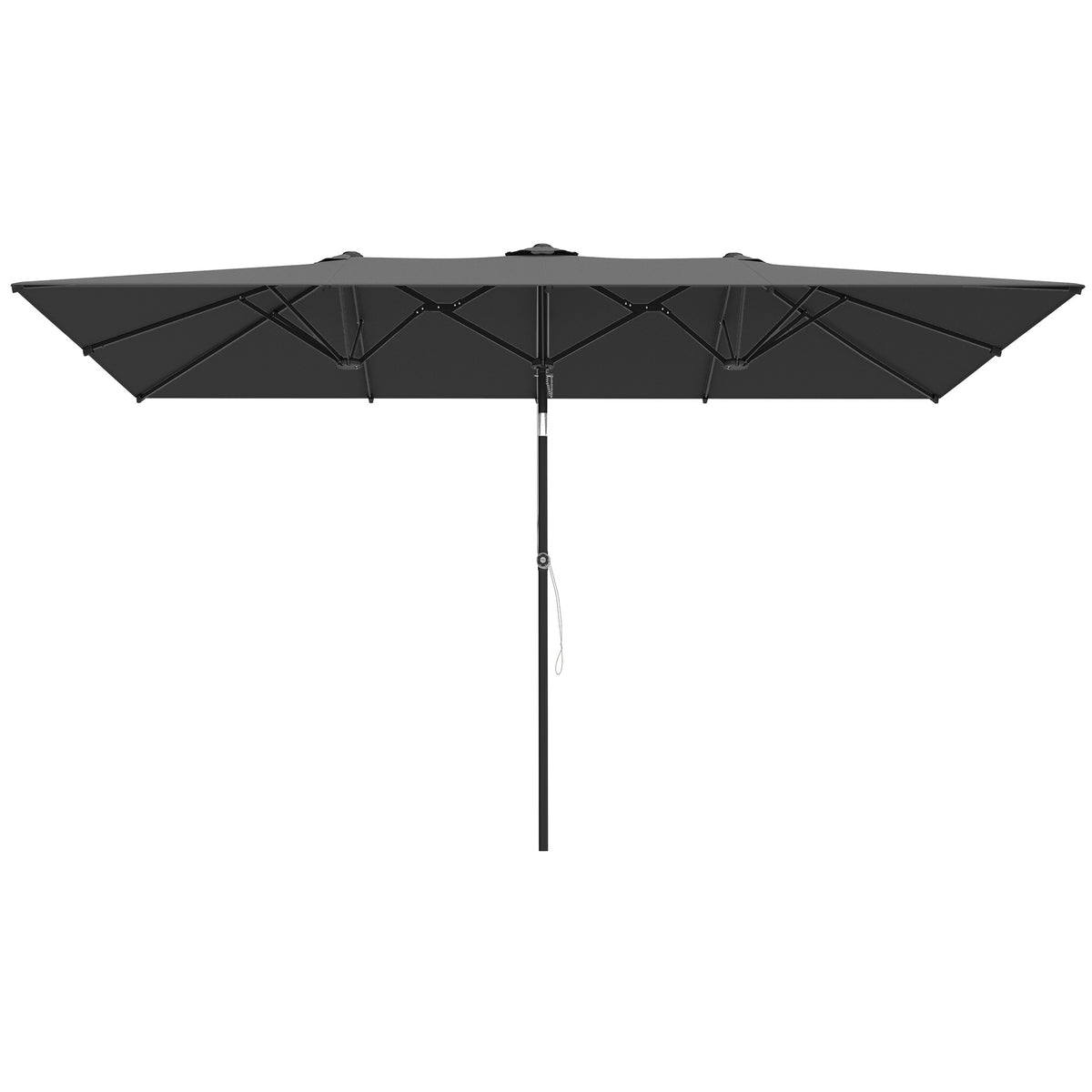 Grey Double-Sided Umbrella with Adjustable Height & 12 Ribs