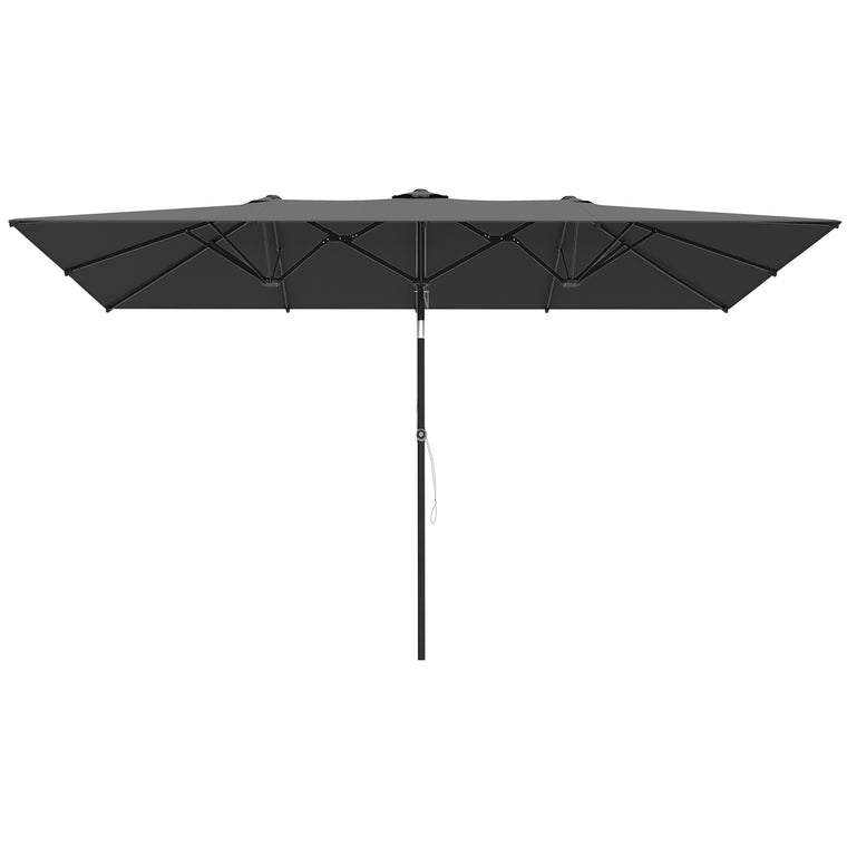 Grey Double-Sided Umbrella with Adjustable Height & 12 Ribs