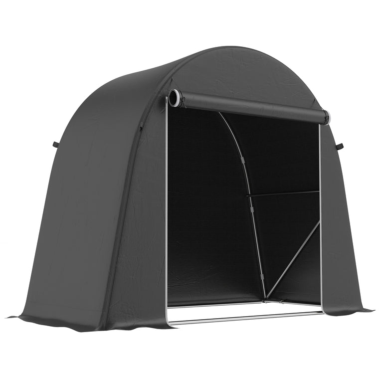 8' x 4' Galvanized Bike Storage Shed with Roll-Up Door