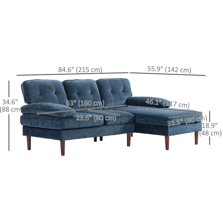 Tufted Corner Sofa with Right Chaise