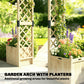 Wooden Garden Arch with 2 Planter Boxes, Arch Trellis for Climbing Plants, Decorative Arbor Archway, Natural Wood