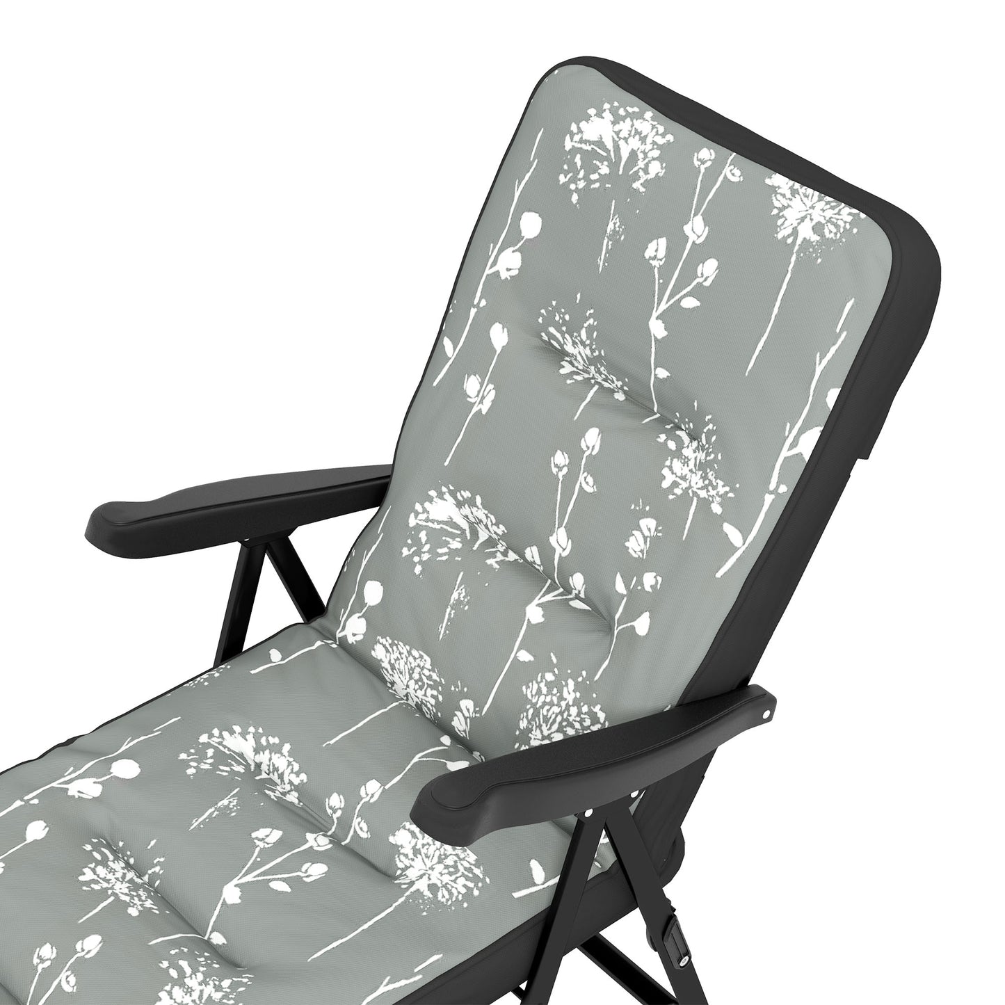 Folding Outdoor Lounge Chair with Cushion, Adjustable Backrest, Reclining Patio Garden Chair with Footrest, Wine Red