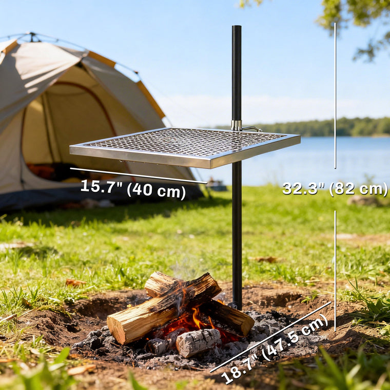 Chrome-Plated Steel Swivel Campfire Grill
