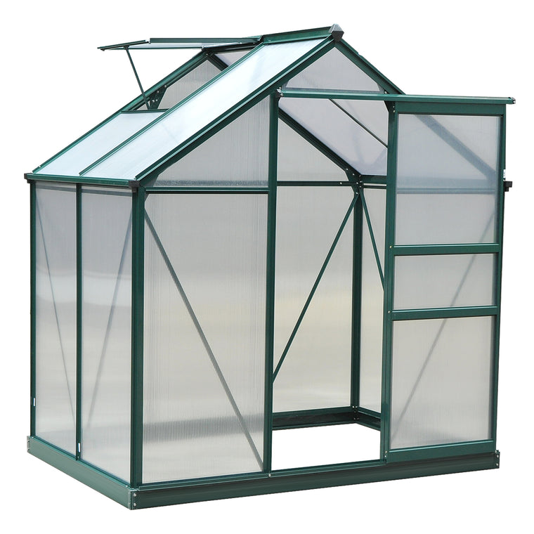 6.2' x 4.3' x 6.6' Clear Polycarbonate Greenhouse with Slide Door