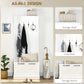 4-In-1 Hall Tree with Coat Rack, Top Shelf, Shoe Storage and Bench Seat, Entryway Bench with 4 Hooks