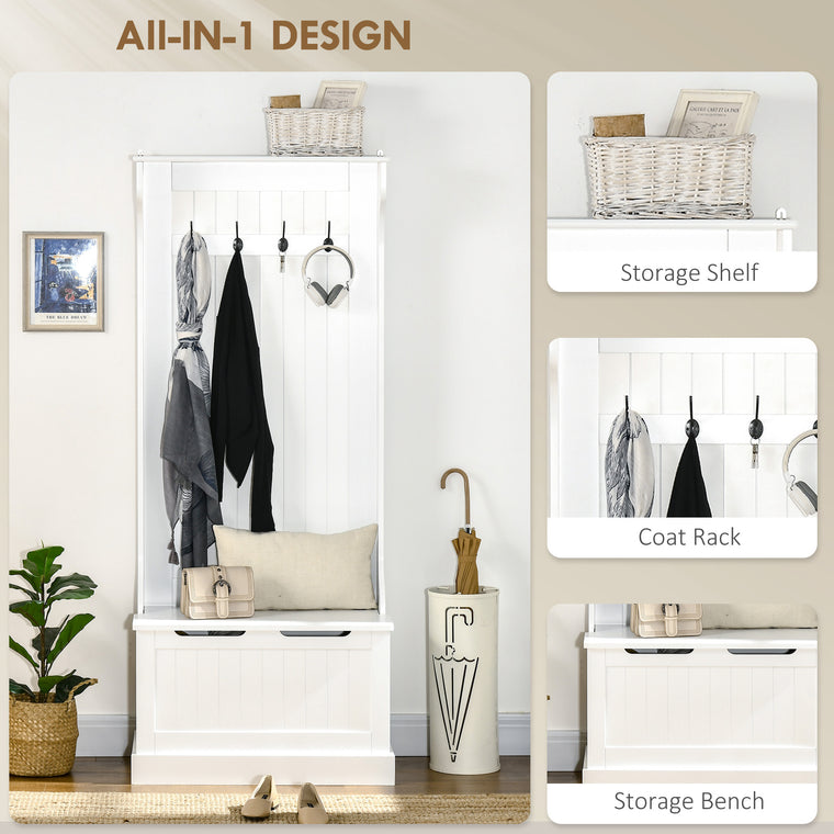 4-in-1 Hall Tree with Shoe Storage and Bench