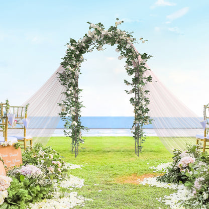 7.5ft Black Metal Garden Arch for Climbing Vine Plants