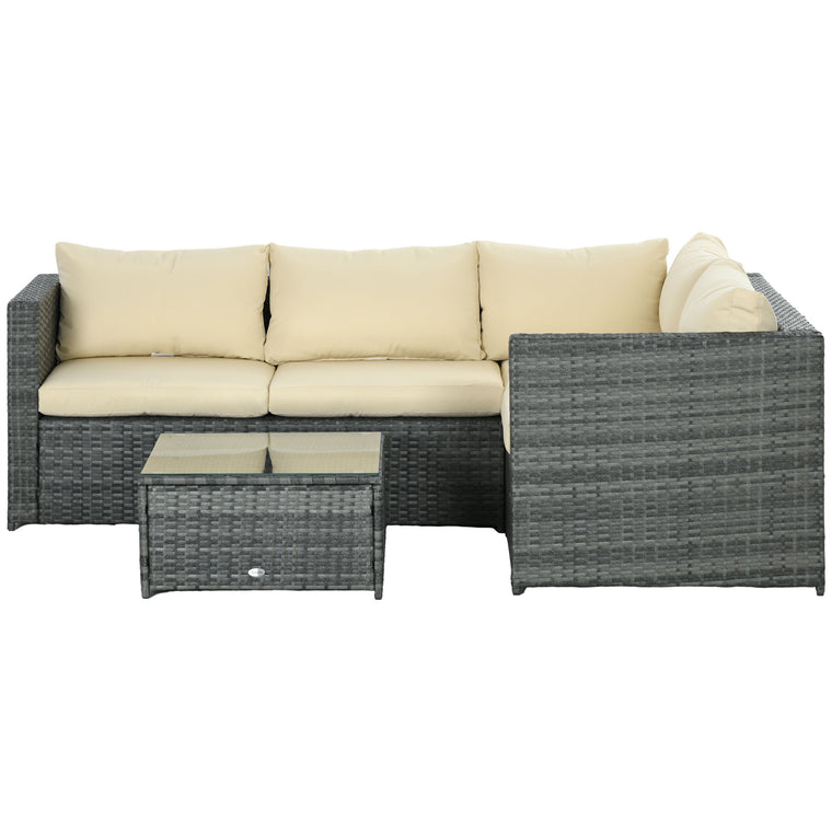 3-Piece Rattan Wicker Conversation Set with Coffee Table