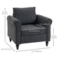 Vintage Armchair, Upholstered Accent Chair with Rolled Arms, Gourd-Shaped Rubber Wood Legs, Dark Grey