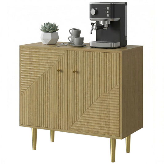 Sideboard Buffet Cabinet with Gold Legs - Oak
