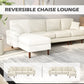 Modern L-Shape Sectional Sofa with Reversible Chaise - Cream White