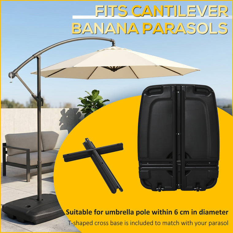 Black Cantilever Umbrella Base Weights with Wheels, Up to 165lb