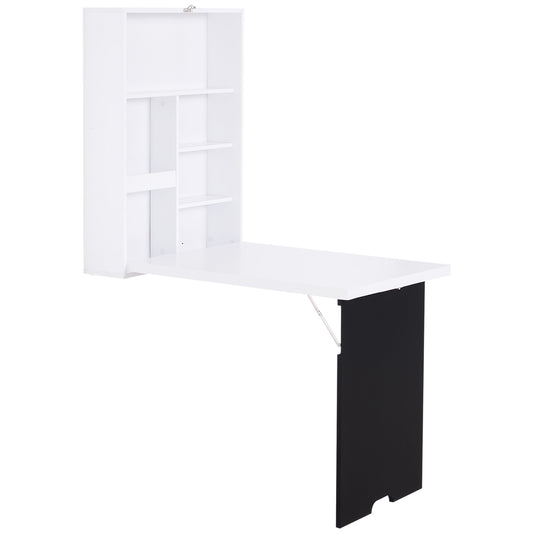 Wall-Mounted Fold-Out Desk - White and Black