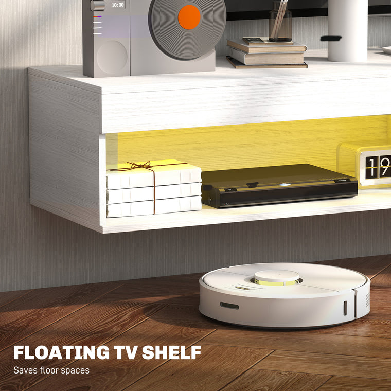 Wall-Mounted TV Stand with LED Lights and Storage