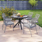 46.5" Outdoor Dining Table for 6, Round Picnic Table with Slatted Top for Balcony, Porch, Black