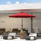 9ft Solar Patio Umbrella Outdoor Sunshade 24 LED Lights Tilt Canopy Wine Red