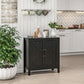 Sideboard Buffet, Kitchen Storage Cabinet with Barn Door and Adjustable Shelves, Storage Pantry, Black Oak