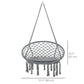 Patio Hammock Chair, Hanging Rope Hammock Swing for Indoor & Outdoor Use with Backrest, Cotton-Polyester Blend, Fringe Tassels, Dark Grey