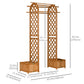 7.7FT Garden Arch with 2 Foldable Planter Boxes, Outdoor Wooden Trellis Arbor for Ceremony Party Weddings, Brown