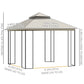 10'x10' Soft-top Patio Gazebo with Double Tier Roof, Mesh Curtains, Display Shelves, Top Hooks, Beige