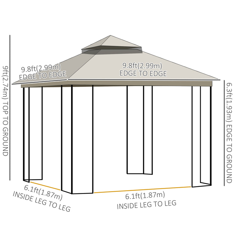 10' x 10' Beige Soft-Top Gazebo with Display Shelves