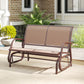 Outdoor Glider Bench, 2 Person Patio Glider Chair, Gliding Outdoor Garden Loveseat Swing Bench with Breathable Mesh Fabric, Steel Frame for Backyard, Porch, Coffee Brown