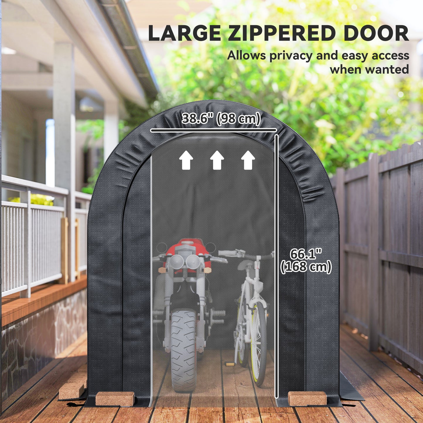 Outdoor Storage Shed, Heavy Duty Galvanized Steel Portable Shed for Bike, Motorcycle, Garden Tools, Black