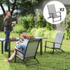 Set of 2 Folding Lawn Chairs, Outdoor Folding Chairs with Armrests, High Backrest for Backyard Balcony, Grey