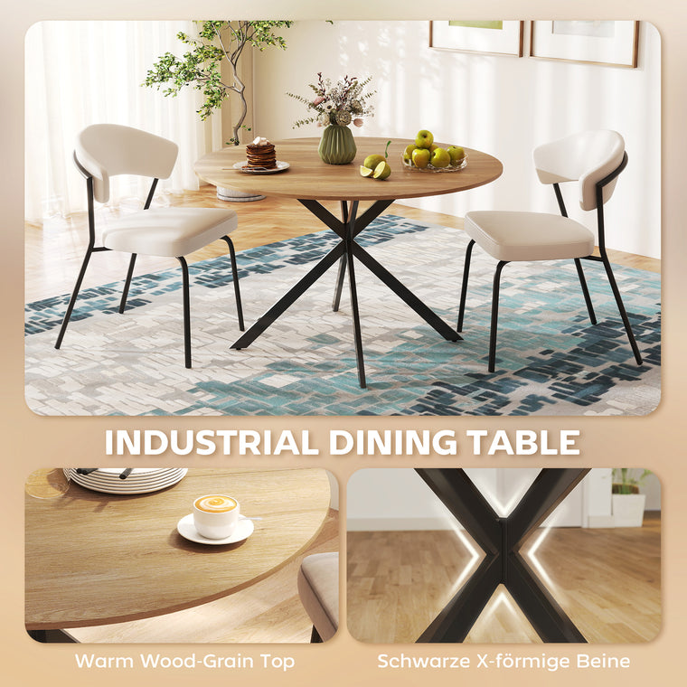 47" Round Industrial Dining Table for 4