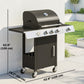 3 Burner Propane Gas Grill with Side Burner, 36,000 BTU BBQ Grill with Cast Iron Grates, Wheels, Warming Rack, Cabinet