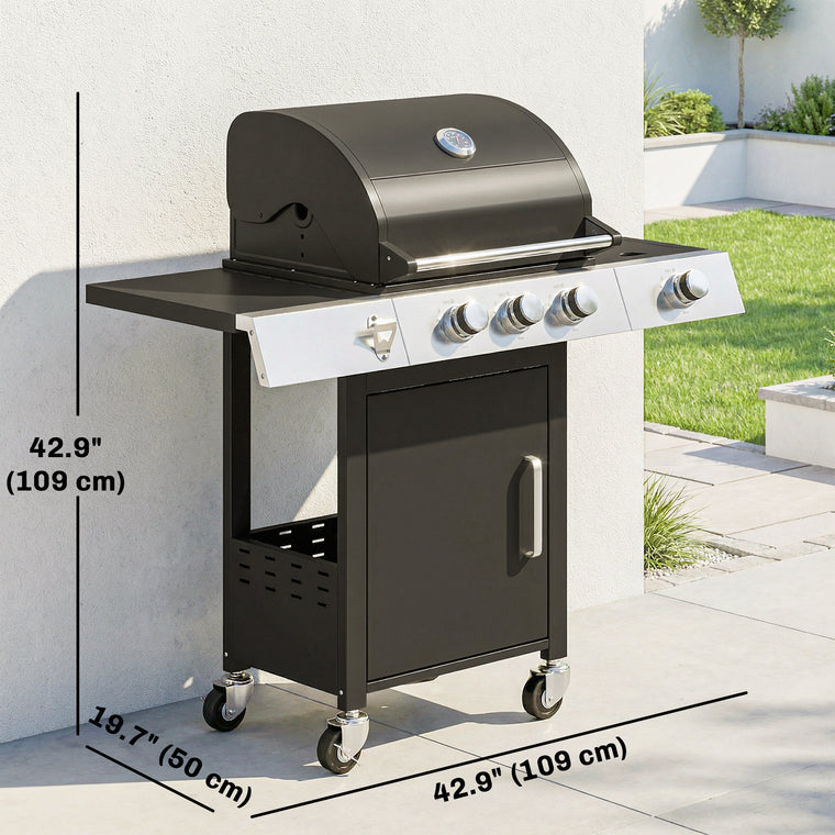 3-Burner Propane Gas Grill with Cast Iron Grates