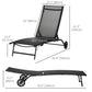 2PCs Lounge Chairs with Wheels, 5-Level Adjustable Backrest for Garden, Backyard, Patio, Deck, Poolside, White