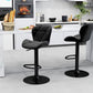 Bar Stool Set of 2 Fabric Adjustable Height Armless Upholstered Counter Chairs with Swivel Seat, Black