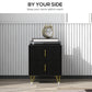 Bedside Table, Modern Nightstand with 2 Drawers, Side End Table with Metal Legs for Living Room, Bedroom, Black