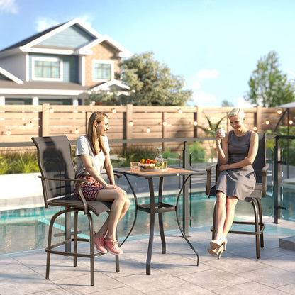 Black Swivel Bar Stools with High Back and Armrests