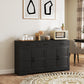 Sideboard Buffet Cabinet with Storage, Modern Coffee Bar Cabinet with 3 Drawers and Adjustable Shelves, Distressed Black