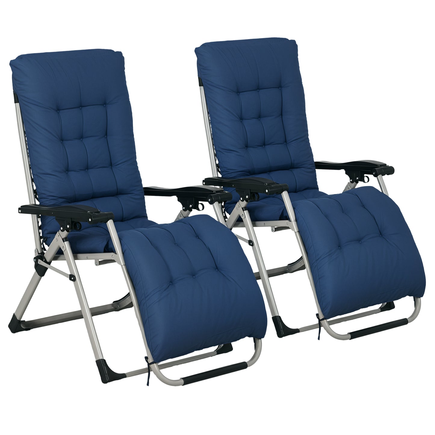 Folding Garden Chairs Set of 2, Reclining Zero Gravity Chair, Sun Lounger with Cushion and Headrest, Khaki