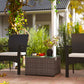 24.4" Patio Wicker Coffee Table, PE Rattan Outdoor Side Table with Tempered Glass Top, Black - Black