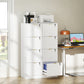 Lockable Filing Cabinet with 4 Fluted Drawers, File Cabinet with Adjustable Hanging Rails for A4 Letter Files, White